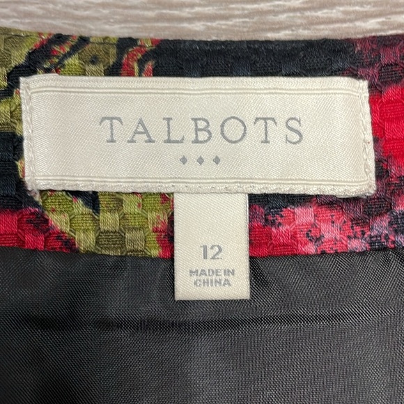 Talbots Textured Red and Black Floral Rose Print Pencil Skirt 12 - Picture 7 of 12